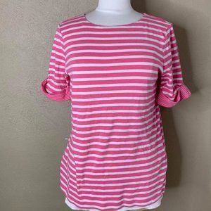 White Stag Stripped Round Neck Top Pink Medium